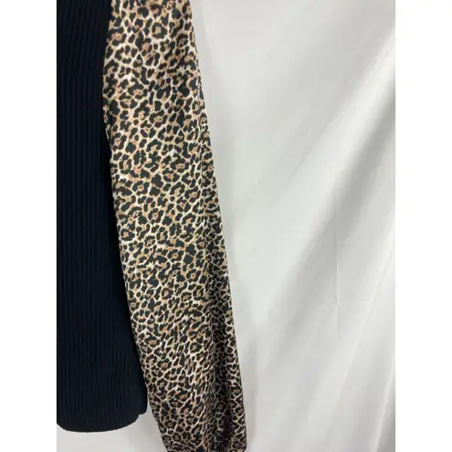 Bailey 44 Ribbed Animal Print Color Block Top Size Small