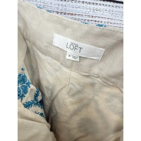 Ann Taylor ‎ LOFT The Riviera 100% Linen Shorts Sz 8 Blue White Geo 6" Inseam - Image 4