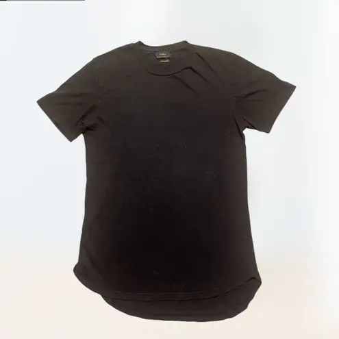 ZARA Women's Minimalist  long length black soft basic tee short sleeve size L thumbnail 1