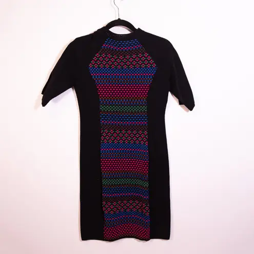 Missoni Cotton Blend Multi Color Woven Knit Stretch Short Sleeve Sweater Dress