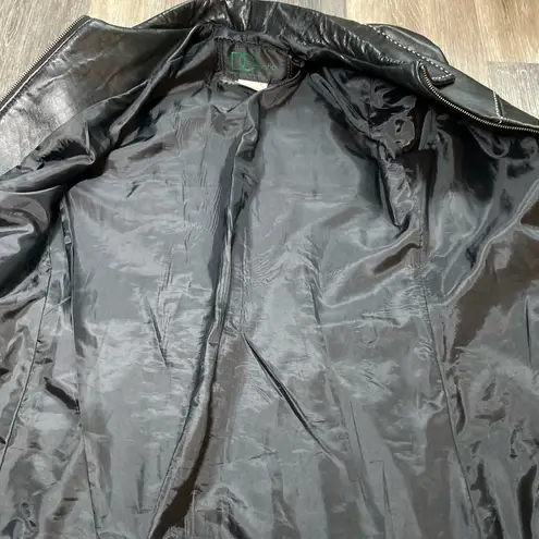 Vintage 90s DC Collection Sleek Black Vegan Leather Zip Up Jacket Size Small