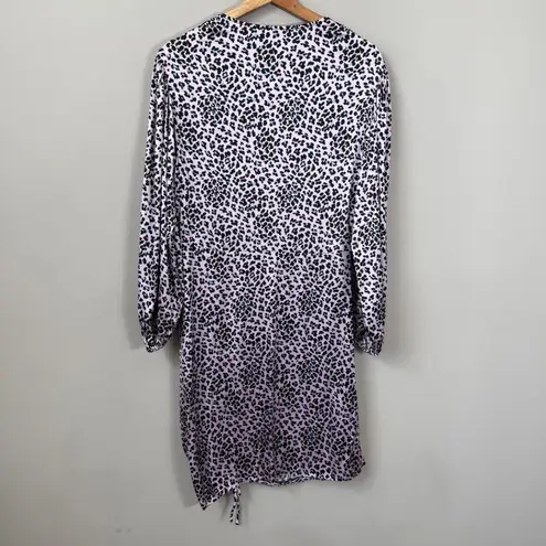 Maje Draped Leopard Print Mini Dress Women's XL Pink Faux Wrap Ruched Party NWT