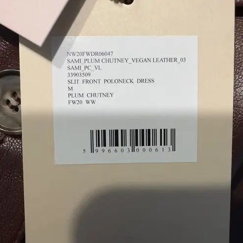 Nanushka Sami Vegan Leather Dress Plum Chutney Women's Size Med NWT Brown