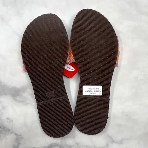 Havaianas NWT Saint Tropez Crochet Woven Thong Slide Flop Flop Sandal Shoes Blue