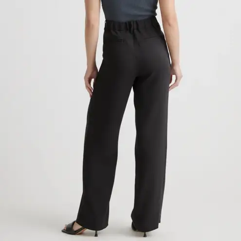 Quince Stretch Crepe Pleated Wide Leg Pants Trousers Black 2