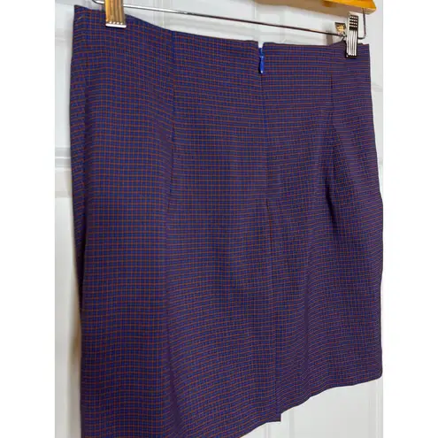 Babaton Aritizia Jethro Skirt in Blue Mini Grid Wrap Style Front Size 2 XS