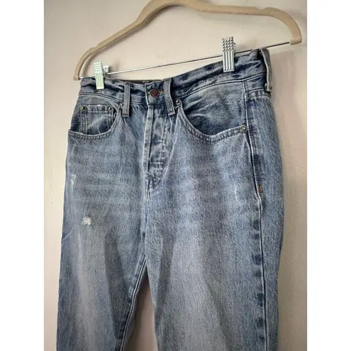 Pistola Charlie High Rise Straight in Pursue Acid Wash Sz 26 Button Fly Raw Hem