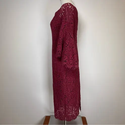 Bardot ‘Solange’ Corded Lace Sheath Dress Bell Sleeves Women’s Size 10L (Long)