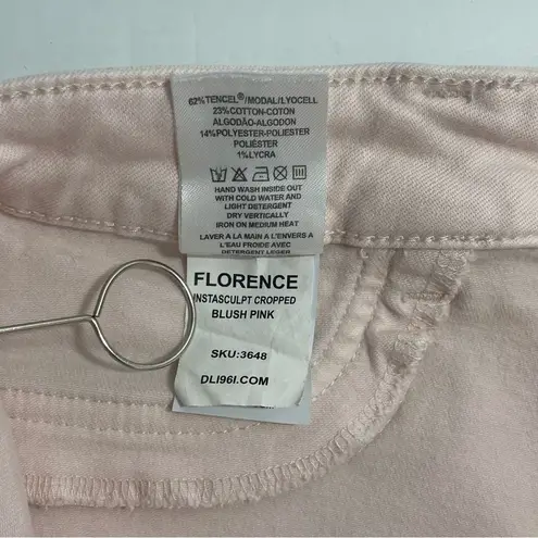 DL1961 Florence Instasculpt Cropped Jeans in Blush Pink Denim Size 26 Raw Hem