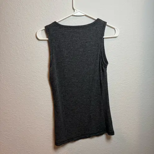 Henley Gray Sleeveless Button Tank Top Size M
