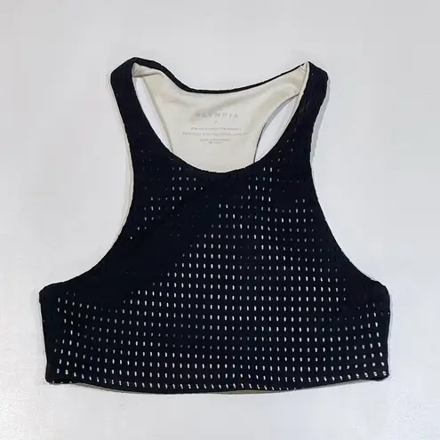 NEW Olympia XS P Sports Bra Ophelia HighNeck Black Mesh Jet FP FreePeople Collab