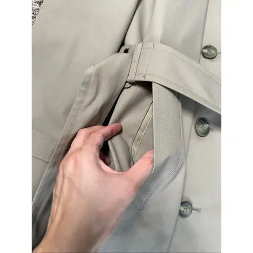 London Fog Vintage Long Trench Coat Button Tie Waist Tan Light Brown 42 Long