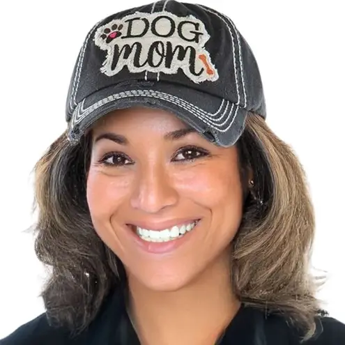 NEW NWT FUNKY JUNQUE Ballcap Dog Mom Bone Paw Patch Embroidery Hat Baseball Cap Gray
