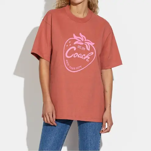 Coach NWT  Strawberry Skater T Shirt In Organic‎ Cotton size XL