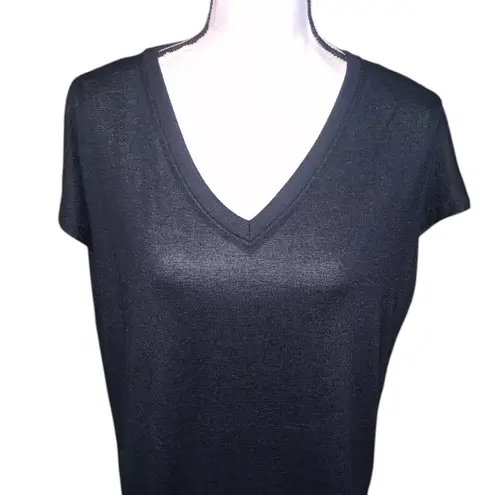 Orvis Black V-neck Short Sleeve Shirt Comfy Casual