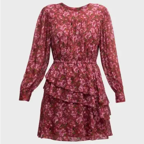 Sachin + Babi Meg Floral Print Ruffle Chiffon Mini Dress Size M Bordbloom NWT
