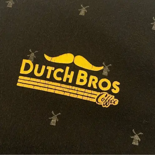 Dutch Bros Mustache Crewneck Long Sleeve T Shirt in Black Yellow Large