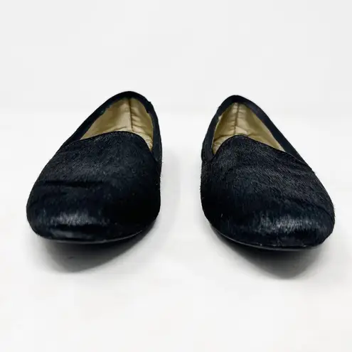 Birdies [] The Blackbird Size 7 Black Calf Hair Slip-On Loafer Flats Almond Toe