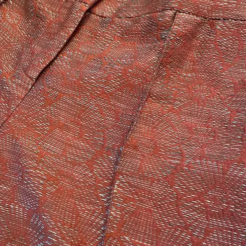 Worth New York Brielle Pants Women’s Magenta Leaf Jacquard Dress Trousers Sz 4 Brown