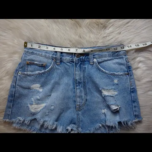 ZARA  Light wash high rise denim shorts 4