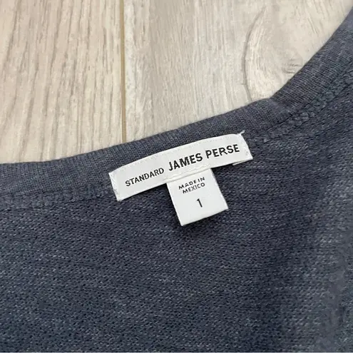 James Perse V Neck Long Sleeve Pullover Sweater Blue Gray (Small)