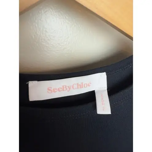 See By Chloe Black Long Sleeve Lace Bell Sleeve Top Sz. XS