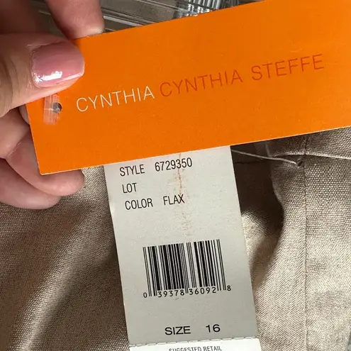 Cynthia Steffe Brand New Linen Blend Flax Trousers Pants Size 16 Straight Leg