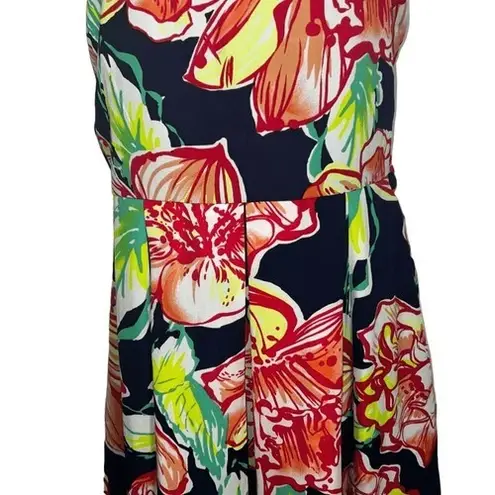 Pink Owl Bright Fit & Flare Floral Pleated Lined Racer Back Dress NWOT Large