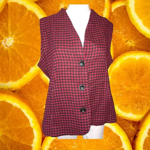 Woolrich Red and Black Button Up Checkered Vest Size Large