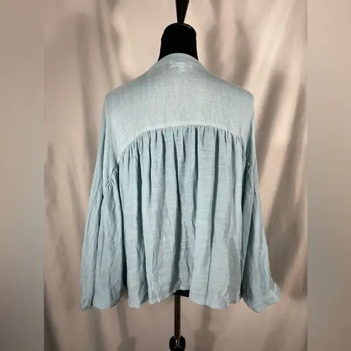 ee:some  Blue Balloon Sleeve Top Batwing Solid Blue Bohemian Preppy Sz Small