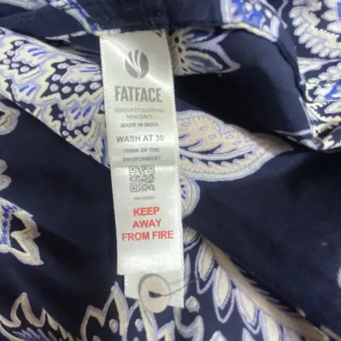 Fat Face Womens Dress Sz 8 Blue Floral Summer V