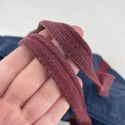 VTG Yves St Laurent Women's Nylon Zip Contrast Burgundy Handle Tote Bag Blue