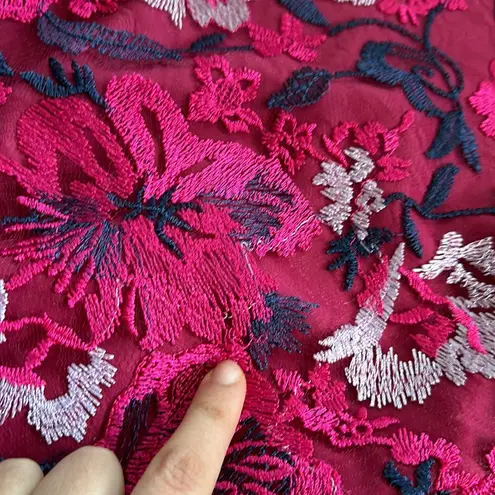 H by Halston Halston Bright Raspberry Dress with Floral lace embroidery