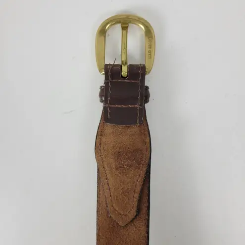 Mens Genuine Leather Belt 34 Brown Basket Weave Braided Solid Brass Buckle