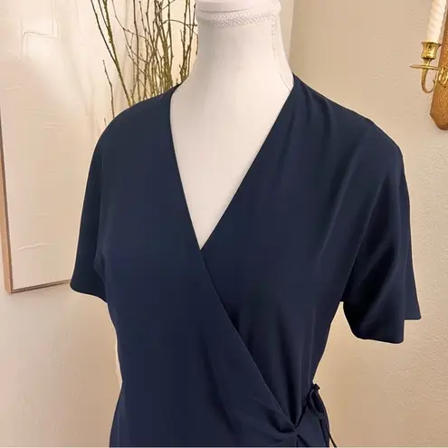 Babaton ARITZIA Navy Wallace Dress Wrap Size Small Chiffon Flowy