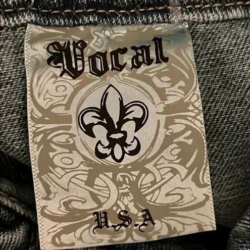 Vocal NWOT Rhinestone Fringe Denim Shirt Jacket Size Large