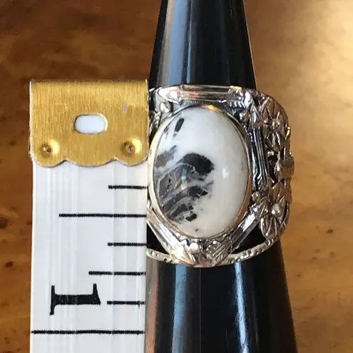 Natural White Buffalo Sterling Silver Ring Size 7