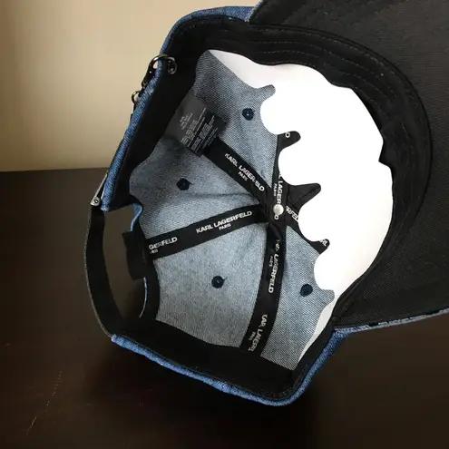 Karl Lagerfeld Denim Baseball Cap With Logo Keychain, NWT