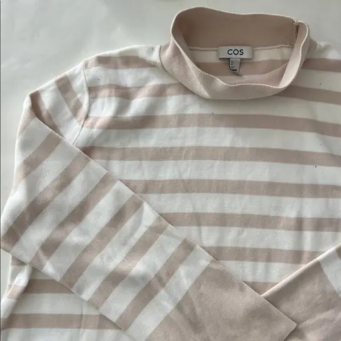 COS Roll Neck A Line Stripe Neutral Sweater Top Size Large $95