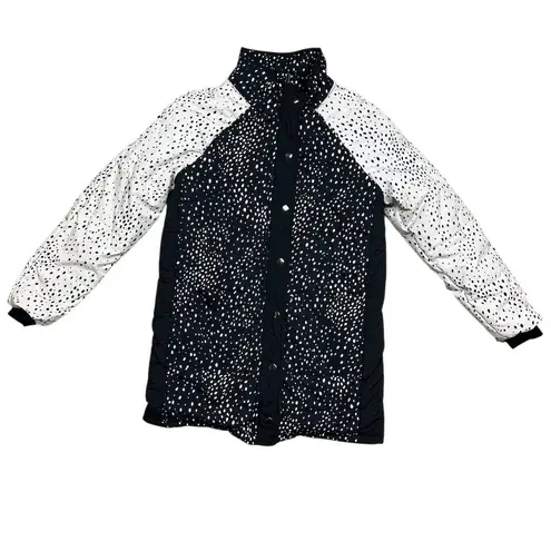Saltwater Luxe Women's XS Black Polka Dot Puffer Jacket Mid-Length