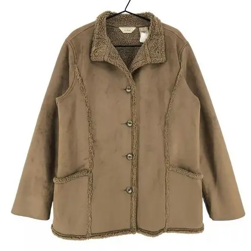 VINTAGE L.L. Bean Women’s Suede Sherpa Lined Long Coat Brown Size M Size M