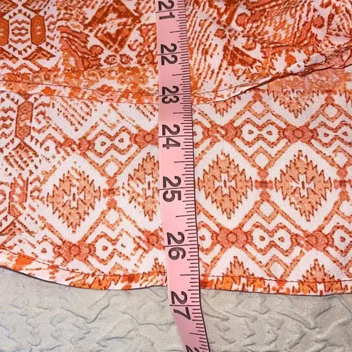 Beacon Womens Avianna Tie Front V Neck Hi Low Blouse Top Orange Medium NWT