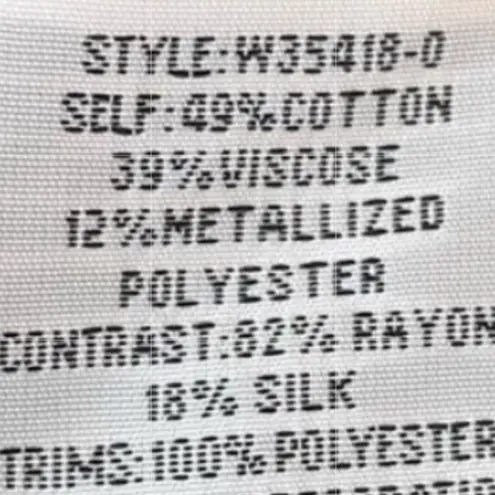 Johnny Was Silk-Blend Dress with gold feather print w/ velvet bottom NWT