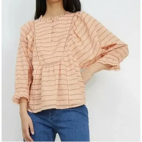 Apiece Apart Cala Bib Blouse Top Blouse Orange Womens Size 2 XS