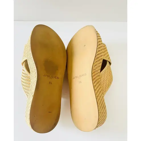 J/Slides Quackie Platform Vegan Chunky Sandal Woven 9.5 Strap Wedge Resort $168