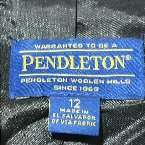 Pendleton Vintage Virgin Wool Navy Red & White Plaid Button-Down Blazer size 12