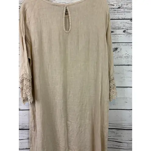 Women's Lungo L'Arno Beige Linen Dress M Size M