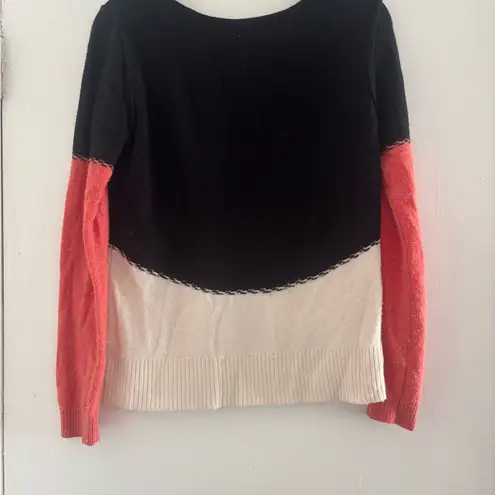 FP Beach Elegant Colorblock Crew Neck Sweater - Black, Red, and Cream