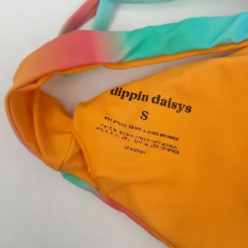 Dippin Daisy's Womens Tranquil Tie Front Bikini Top Rainbow Ombre Aura Size S