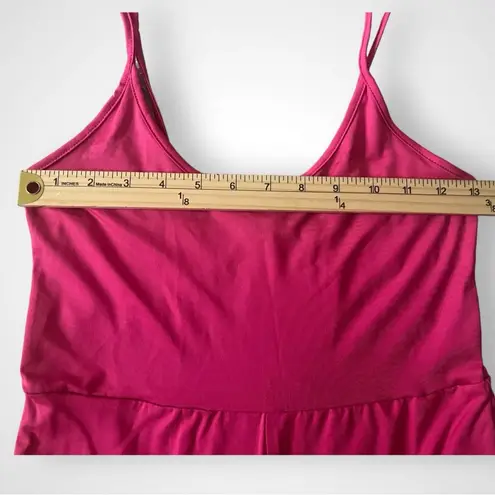 SHEIN BASICS Hot Pink Solid Cami Spaghetti Strap Unitard Romper Small | NWT